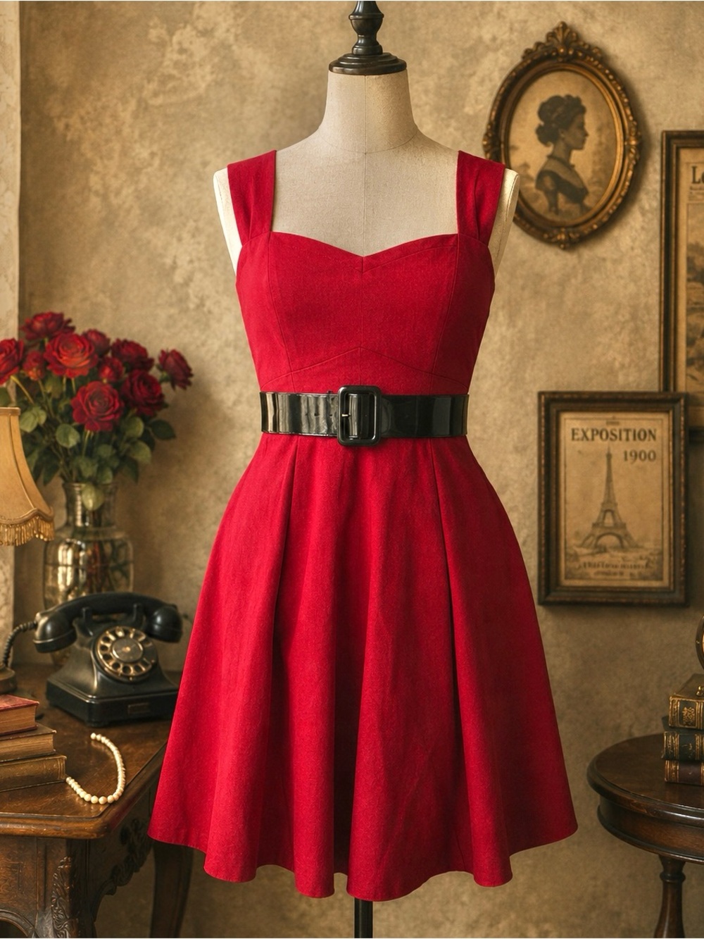 Hot topic Red Sweetheart Neckline Fit & Flare Dress